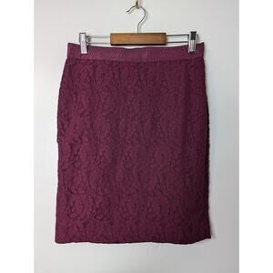 Ann Taylor Size 2P Petite Maroon Lace Pencil Skirt Women 19.5 Length Career